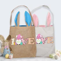 Easter Bunny Ears Canvas Bag Happy Easter Happy Easter Love Gnomies Square Bottom Handbag