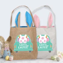 Easter Bunny Ears Canvas Bag Happy Easter Happy Easter Rabbit Car Square Bottom Handbag
