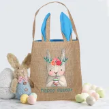 Easter Bunny Ears Canvas Bag Happy Easter Happy Easter Flower Bunny Egg Square Bottom Handbag