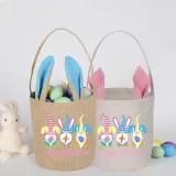 Easter Bunny Ears Canvas Bag Happy Easter Happy Easter Gnomies Rabbit Round Bottom Handbag