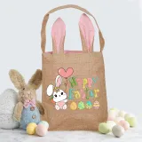 Easter Bunny Ears Canvas Bag Happy Easter Happy Easter Bunny Square Bottom Handbag