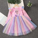 Toddler Girls Long Sleeve Princess Mesh Sequin Tutu Dress