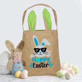 Easter Bunny Ears Canvas Bag Happy Easter Happy Easter Bunny With Glasses Square Bottom Handbag