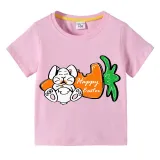 Easter Day Happy Easter Bunny Eat Carrot T-shirts For Boys And Girls
