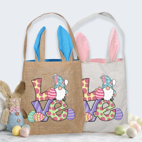 Easter Bunny Ears Canvas Bag Happy Easter Happy Easter Love Square Bottom Handbag