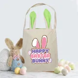 Easter Bunny Ears Canvas Bag Happy Easter Happy Easter Bunny Square Bottom Handbag