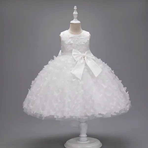 Toddler Girls Sleeveless Butterfly Embroidery Boeknot Belt Formal Maxi Puffy Dress