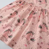 Toddler Girls Short Sleeve Pink Cartoon Rainbow Unicorn Prints A-line Casual Dress