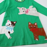 Toddler Girls Long Sleeve Cat Kittens Prints A-line Casual Dress