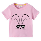 Easter Days Kids Top T-shirts Happy Easter Hip Hop Bunny With Glasses T-shirts For Boys And Girls