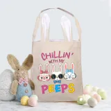 Easter Bunny Ears Canvas Bag Happy Easter Happy Easter Chillin With My Peeps Square Bottom Handbag