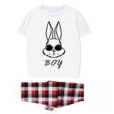 Matching Easter Family Pajamas Happy Easter Bunny Bow Tie White Pajamas Set
