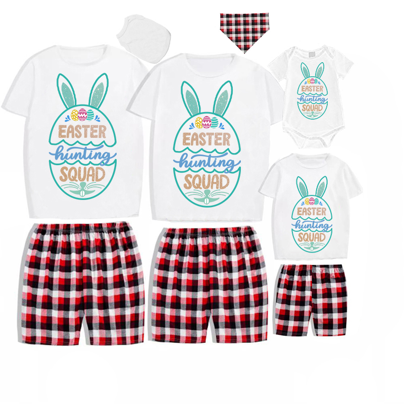 Matching Easter Family Pajamas Happy Easter Hunting Squad Egg White Pajamas Set