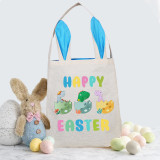 Easter Bunny Ears Canvas Bag Happy Easter Happy Easter Dinosaur Eggs Square Bottom Handbag