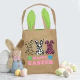 Easter Bunny Ears Canvas Bag Happy Easter Happy Easter Bunny Square Bottom Handbag