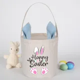 Easter Bunny Ears Canvas Bag Happy Easter Happy Easter Love Rabbit Round Bottom Handbag