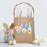 Easter Bunny Ears Canvas Bag Happy Easter Happy Easter Gnomies Rabbit Square Bottom Handbag