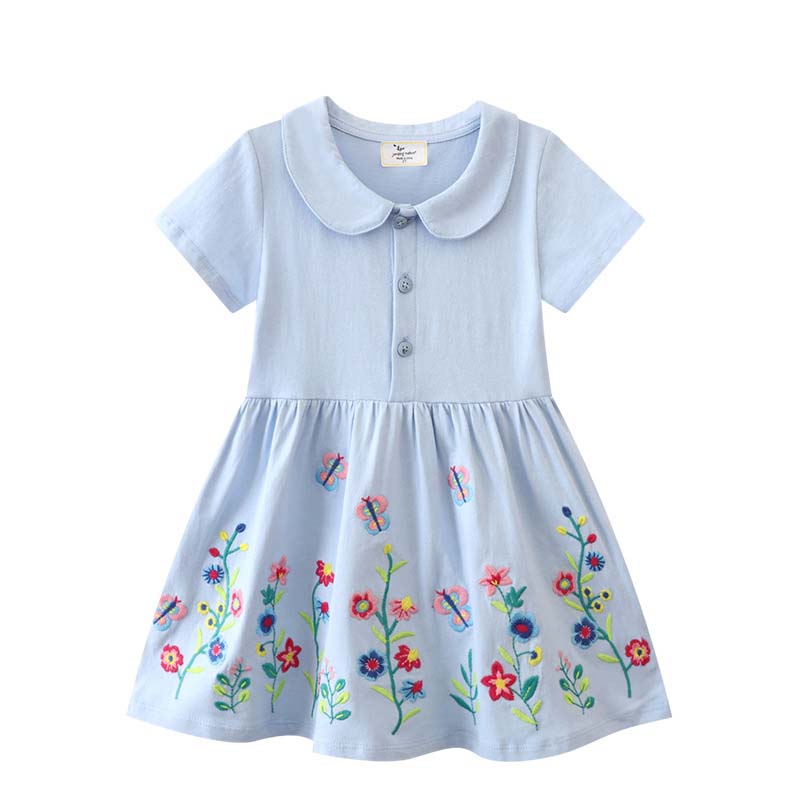 Toddler Girls Sling Bowknot Belt Dress Floral A-line Casual Dress