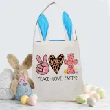 Easter Bunny Ears Canvas Bag Happy Easter Happy Easter Peace Love Easter Square Bottom Handbag