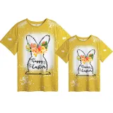 Mommy and Me Matching Clothing Top Happy Easter Bunny Flower Egg Tie Dyed Family T-shirts