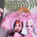 Toddler Girls Two Pieces Short Sleeve Bowknot Mesh Sequin Tutu Princess Dress with Cloak