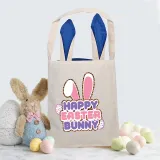 Easter Bunny Ears Canvas Bag Happy Easter Happy Easter Bunny Square Bottom Handbag