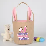 Easter Bunny Ears Canvas Bag Happy Easter Happy Easter Bunny Round Bottom Handbag