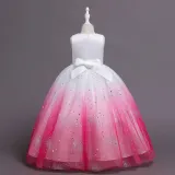 Toddler Girls Sleeveless Sequin Embroidery Gradient Formal Maxi Puffy Dress