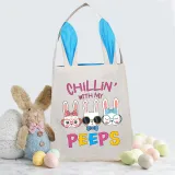Easter Bunny Ears Canvas Bag Happy Easter Happy Easter Chillin With My Peeps Square Bottom Handbag