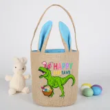 Easter Bunny Ears Canvas Bag Happy Easter Happy Easter Happy Eastrawr Dinosaur Round Bottom Handbag