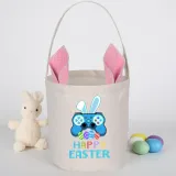 Easter Bunny Ears Canvas Bag Happy Easter Happy Easter Game Boy Round Bottom Handbag