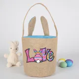 Easter Bunny Ears Canvas Bag Happy Easter Happy Easter Love Rabbit Round Bottom Handbag