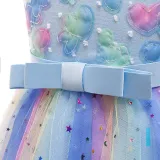 Toddler Girls Sleeveless Heart Embroidery Bowknot Belt Formal Midi Sequin Dress