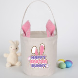Easter Bunny Ears Canvas Bag Happy Easter Happy Easter Bunny Round Bottom Handbag