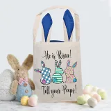 Easter Bunny Ears Canvas Bag Happy Easter Happy Easter He Is Risen Tell Your Peeps Square Bottom Handbag