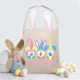 Easter Bunny Ears Canvas Bag Happy Easter Happy Easter Gnomies Rabbit Square Bottom Handbag