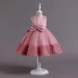Toddler Girls Sleeveless Bowknot Formal Lace Maxi Dress