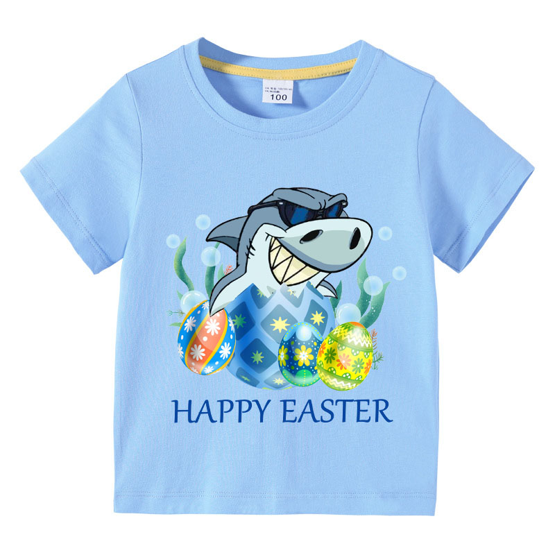 Easter Day Kids Top Shark Happy Easter Eggs T-shirts