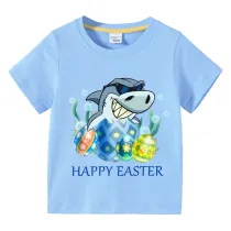 Easter Day Kids Top Shark Happy Easter Eggs T-shirts