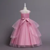 Toddler Girls Sleeveless Mesh Embroidery Formal Maxi Puffy Dress