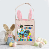 Easter Bunny Ears Canvas Bag Happy Easter Happy Easter Im Ready To Crush Easter Eggs Dinosaur Car Square Bottom Handbag