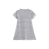 Toddler Girls Short Sleeve Striped Cartoon Animals Crane Prints A-line Casual Dress