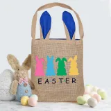 Easter Bunny Ears Canvas Bag Happy Easter Happy Easter Colorful Bunny Square Bottom Handbag