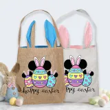Easter Bunny Ears Canvas Bag Happy Easter Happy Easter Cartoon Mouse Eggs Square Bottom Handbag
