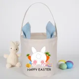 Easter Bunny Ears Canvas Bag Happy Easter Happy Easter Carrot Egg Round Bottom Handbag