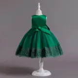 Toddler Girls Sleeveless Bowknot Formal Lace Maxi Dress