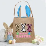 Easter Bunny Ears Canvas Bag Happy Easter Happy Easter Bunny Square Bottom Handbag