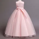 Toddler Girls Sleeveless Butterfly Embroidery Bowknot Belt Formal Gowns Maxi Dress