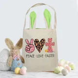 Easter Bunny Ears Canvas Bag Happy Easter Happy Easter Peace Love Easter Square Bottom Handbag