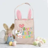 Easter Bunny Ears Canvas Bag Happy Easter Happy Easter Bunny Square Bottom Handbag